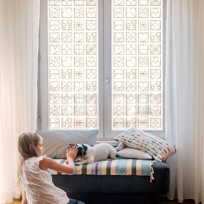 Frosted window film with stained glass pattern Geometric love