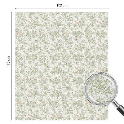 Frosted window film with stained glass pattern Birds plants