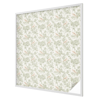 Frosted window film with stained glass pattern Birds plants