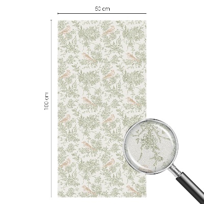 Frosted window film with stained glass pattern Birds plants