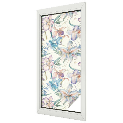 Frosted window film with stained glass pattern Floral motif