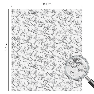 Coloured glass film for windows Birds and flowers