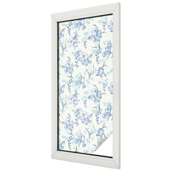Privacy window film stained glass effect Blue flowers