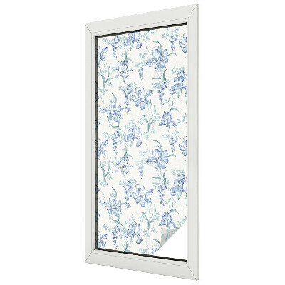 Privacy window film stained glass effect Blue flowers