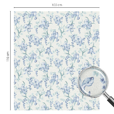 Privacy window film stained glass effect Blue flowers