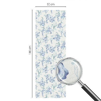 Privacy window film stained glass effect Blue flowers