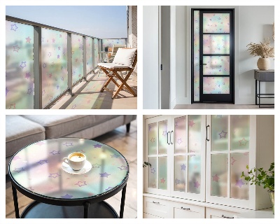 Privacy window film stained glass effect Rainbow patterns