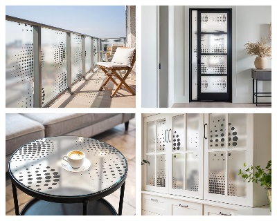 Privacy window film stained glass effect Dotted circles