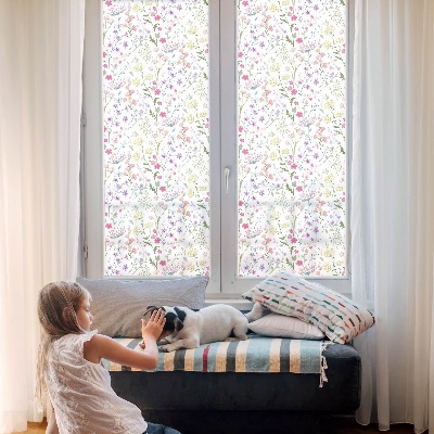 Frosted window film with stained glass pattern Flowery meadow