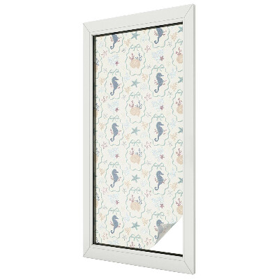 Patterned window film stained glass Seahorses