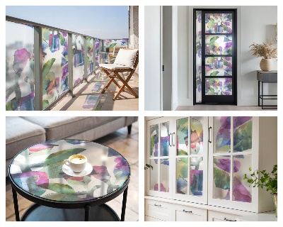 Frosted window film with stained glass pattern Colorful abstraction