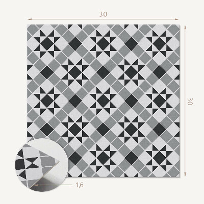Self adhesive vinyl floor tiles A star motif in a geometric form