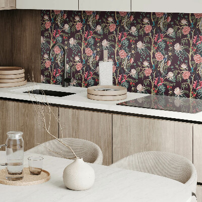 Self adhesive vinyl floor tiles Floral motif with birds