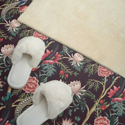 Self adhesive vinyl floor tiles Floral motif with birds