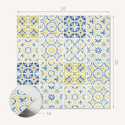 Self adhesive vinyl floor tiles Ornamental mosaic composition