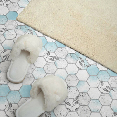 Self adhesive vinyl floor tiles Leafy pattern in the form of hexagons