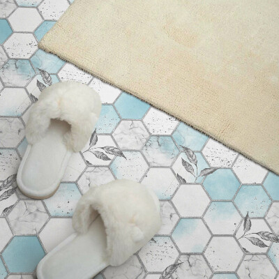 Self adhesive vinyl floor tiles Leafy pattern in the form of hexagons