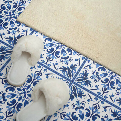 Self adhesive vinyl floor tiles Symmetrical flowers in harmony
