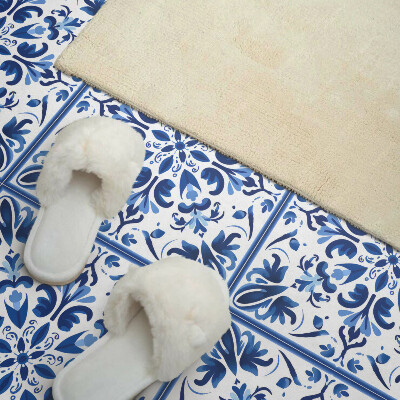 Self adhesive vinyl floor tiles Symmetrical flowers in harmony