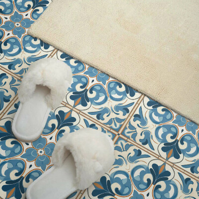 Self adhesive vinyl floor tiles Symmetrical plant motifs