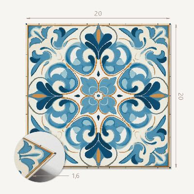 Self adhesive vinyl floor tiles Symmetrical plant motifs