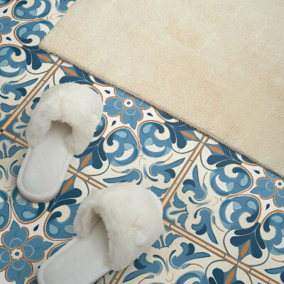 Self adhesive vinyl floor tiles Symmetrical plant motifs