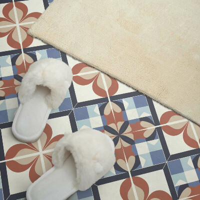 Self adhesive vinyl floor tiles Harmony of flowers in a symmetrical style
