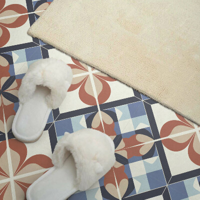 Self adhesive vinyl floor tiles Harmony of flowers in a symmetrical style