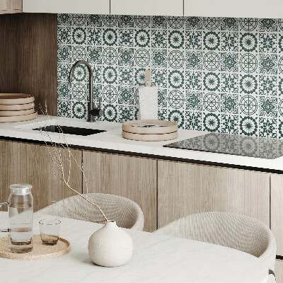 Self adhesive vinyl floor tiles Geometric with a floral accent