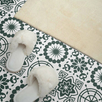 Self adhesive vinyl floor tiles Geometric with a floral accent