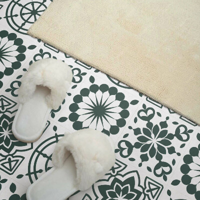 Self adhesive vinyl floor tiles Geometric with a floral accent