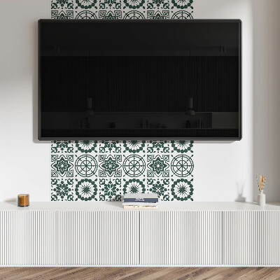 Self adhesive vinyl floor tiles Geometric with a floral accent