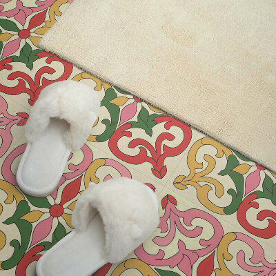 Self adhesive vinyl floor tiles Ornamental flower pattern