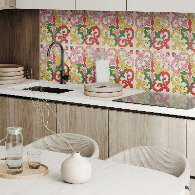 Self adhesive vinyl floor tiles Ornamental flower pattern
