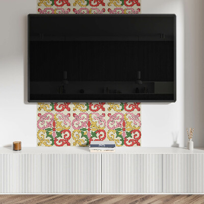 Self adhesive vinyl floor tiles Ornamental flower pattern