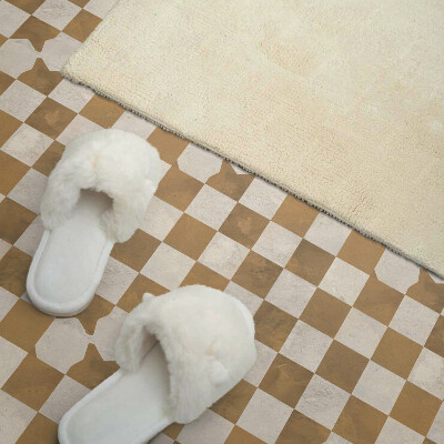 Self adhesive vinyl floor tiles Dynamic checkerboard motif