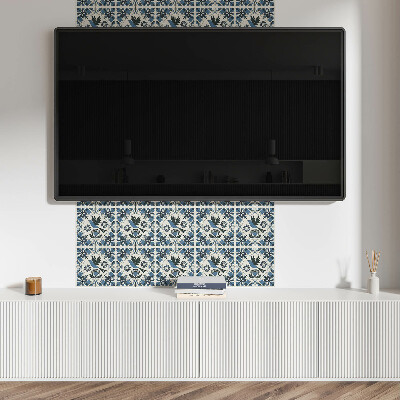 Vinyl tiles A graphic of a bird surrounded by flowers