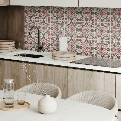 Self adhesive vinyl floor tiles Symmetrical floral motif in a delicate pattern
