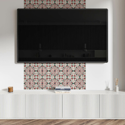 Self adhesive vinyl floor tiles Symmetrical floral motif in a delicate pattern