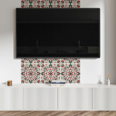 Self adhesive vinyl floor tiles Symmetrical floral motif in a delicate pattern