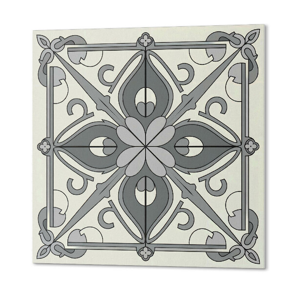 Self adhesive vinyl floor tiles Symmetrical floral motif