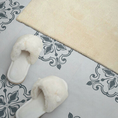 Self adhesive vinyl floor tiles Ornaments with a plant motif
