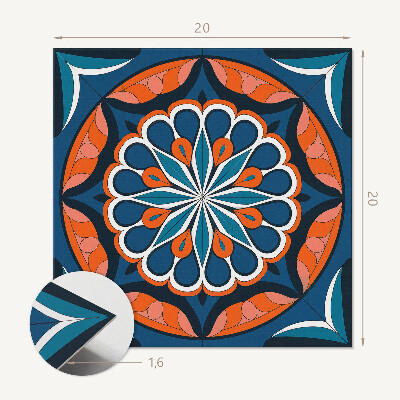 Self adhesive vinyl floor tiles Leafy mandala style