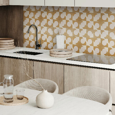 Self adhesive vinyl floor tiles A motif of circles and arcs in a geometric style