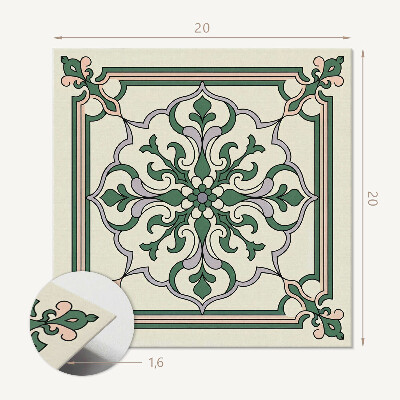 Self adhesive vinyl floor tiles Ornaments in a floral pattern