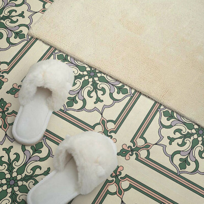 Self adhesive vinyl floor tiles Ornaments in a floral pattern