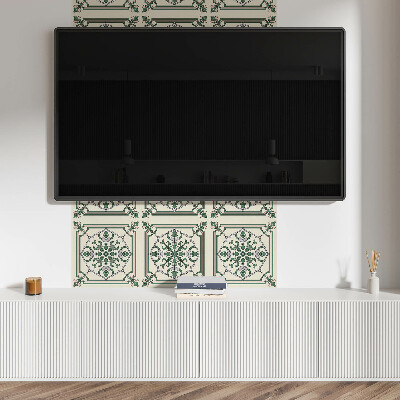 Self adhesive vinyl floor tiles Ornaments in a floral pattern