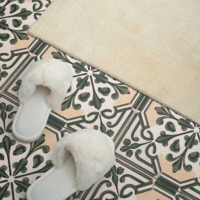 Self adhesive vinyl floor tiles Botanical motif on the tile