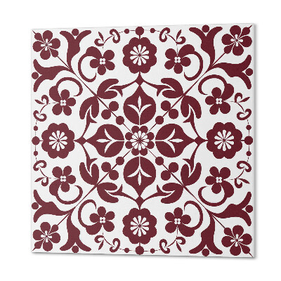 Self adhesive vinyl floor tiles Floral motif with ornamental accents