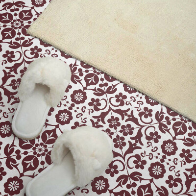 Self adhesive vinyl floor tiles Floral motif with ornamental accents